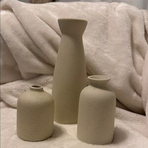 Elegant Cream Ceramic Vase Set